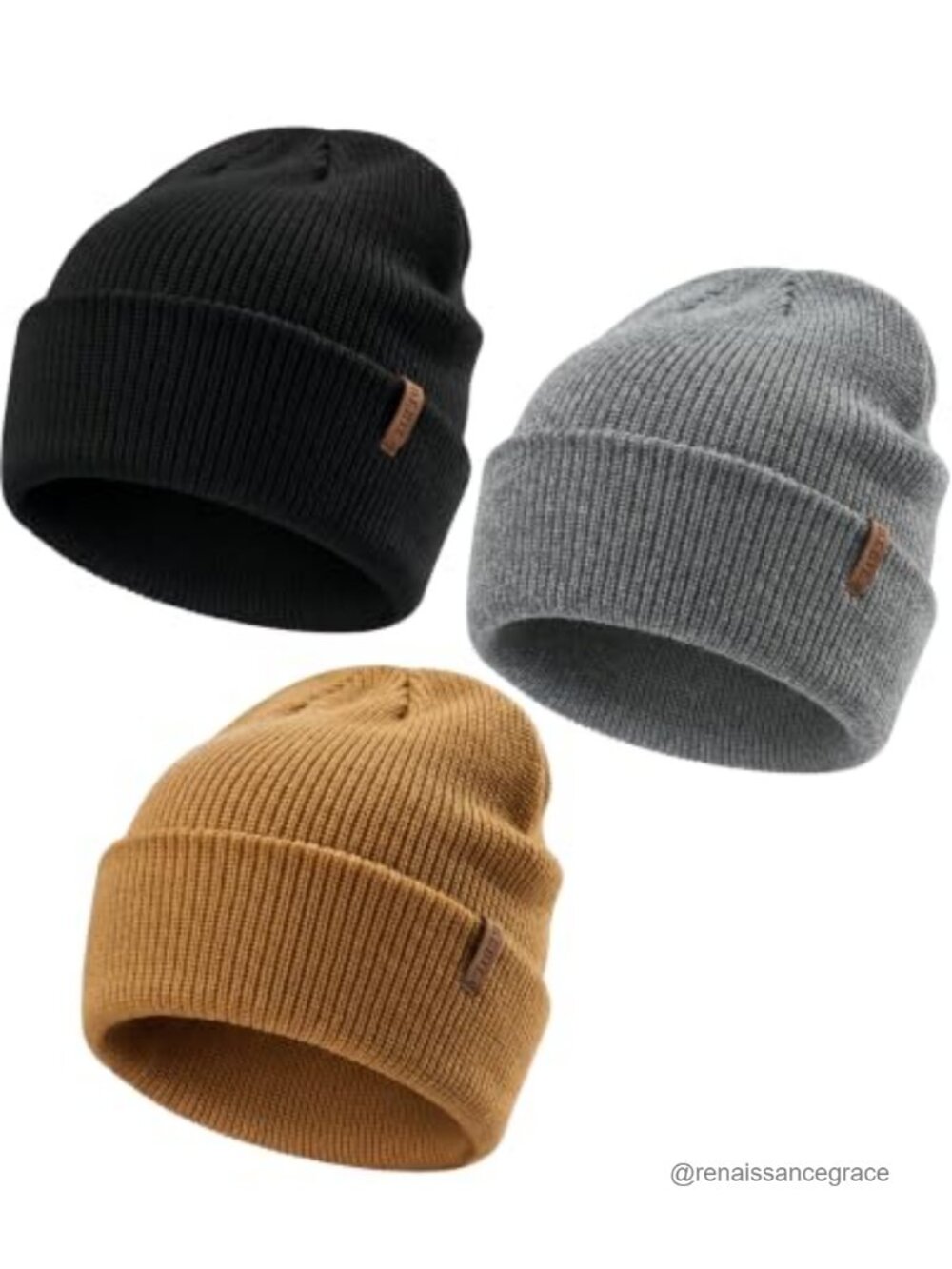3-Pack Thermal Knit Beanie Hats for Men Women Winter Cold Weather